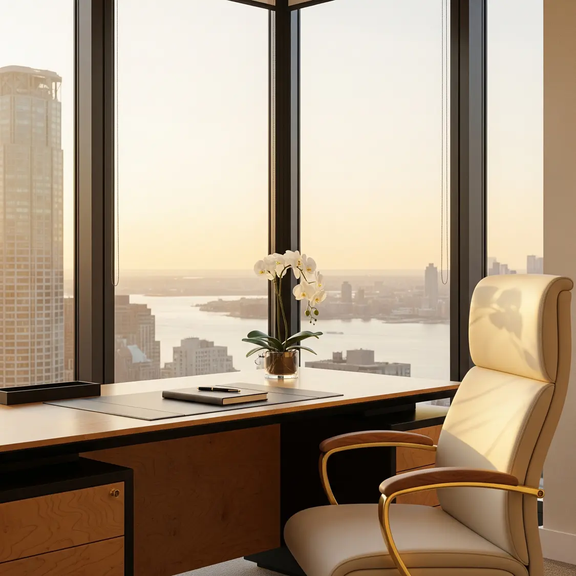 Two elegant armchairs in a serene, sunlit room, arranged for a private and confidential conversation.
